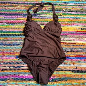 Vintage 90s Luxe by Lisa Vogel Brown Swimsuit – Size 12
